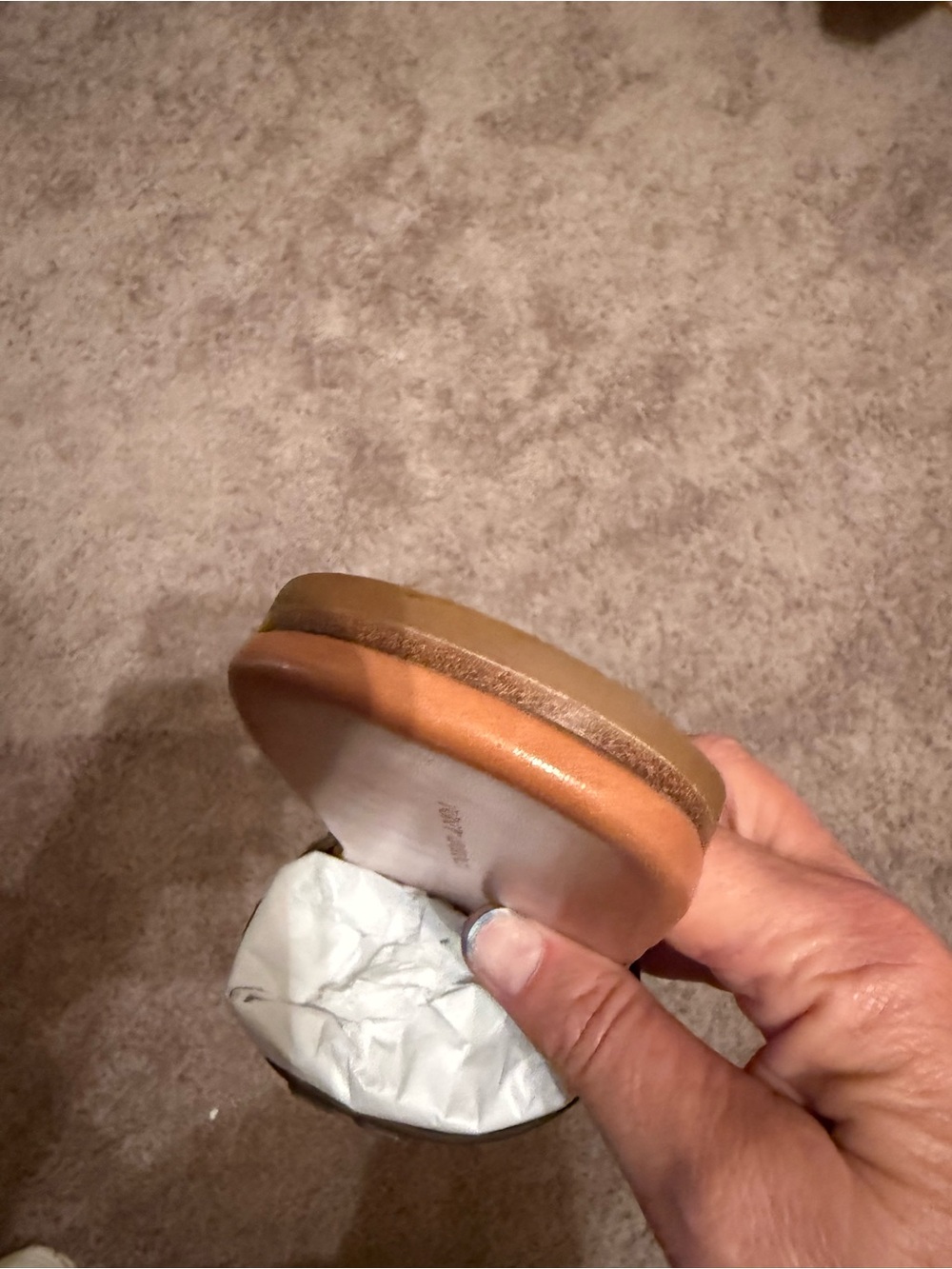 Tory Burch Tan Leather Slide Mules with Logo Cutout - Picture 12 of 15
